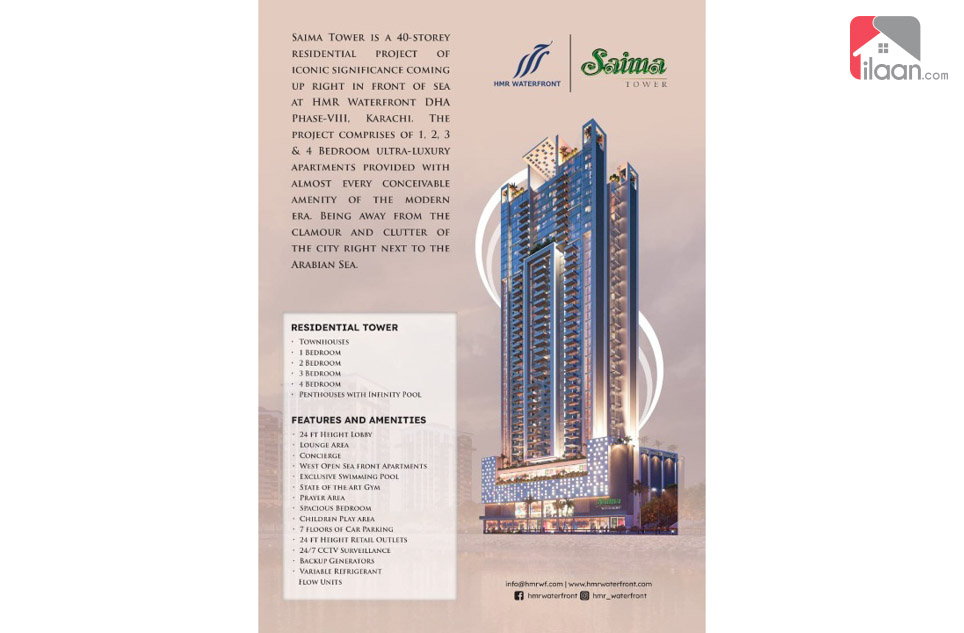 Penthouse for Sale in Saima Marina Residence, HMR Waterfornt, Phase 8, DHA Karachi