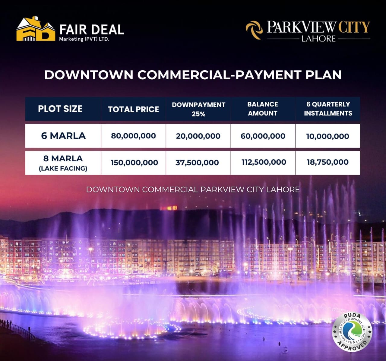 6 Marla Commercial Plot for Sale in Park View City, Lahore